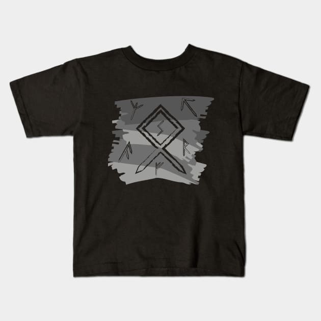 Grey Paint Runes Norse Mythology Asatru Kids T-Shirt by vikki182@hotmail.co.uk